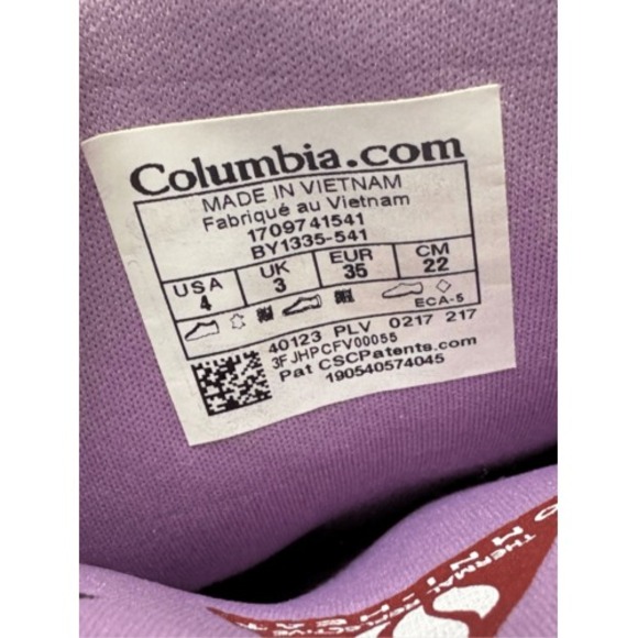 Columbia Boots Waterproof Winter Tall Loveland Kids Girls 4‎ Purple Pink Lace Up